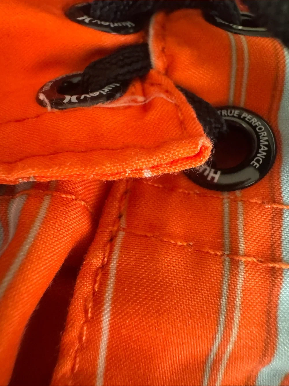 Hurley Men's Size 36 Orange Striped Hybrid Knee Length Boardshorts EUC